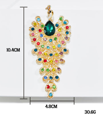 XSB176 - Elegant Peacock Gemstone Saree Brooch